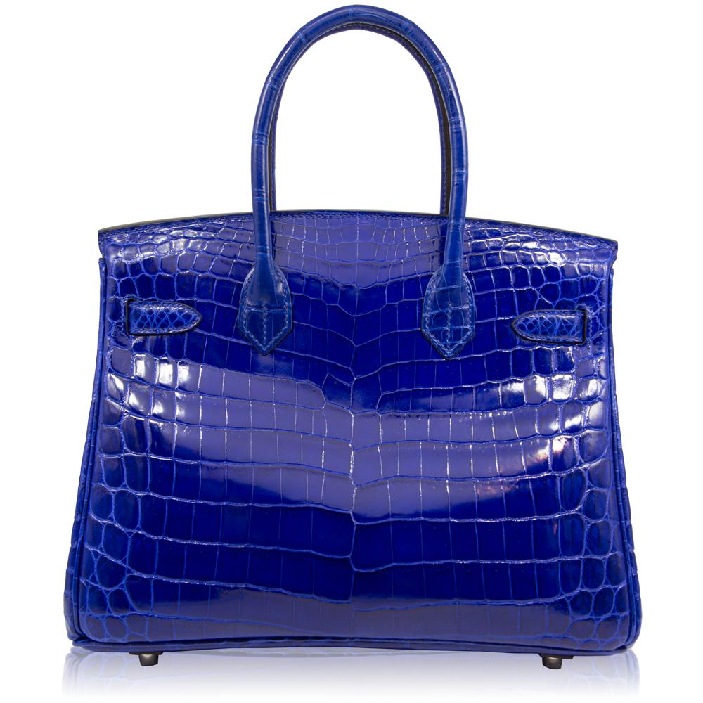 Hermès Electric Blue Niloticus Crocodile 30cm Birkin Bag In Good Condition In London, GB