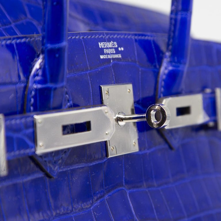 Birkin 30 crocodile handbag Hermès Blue in Crocodile - 18927853
