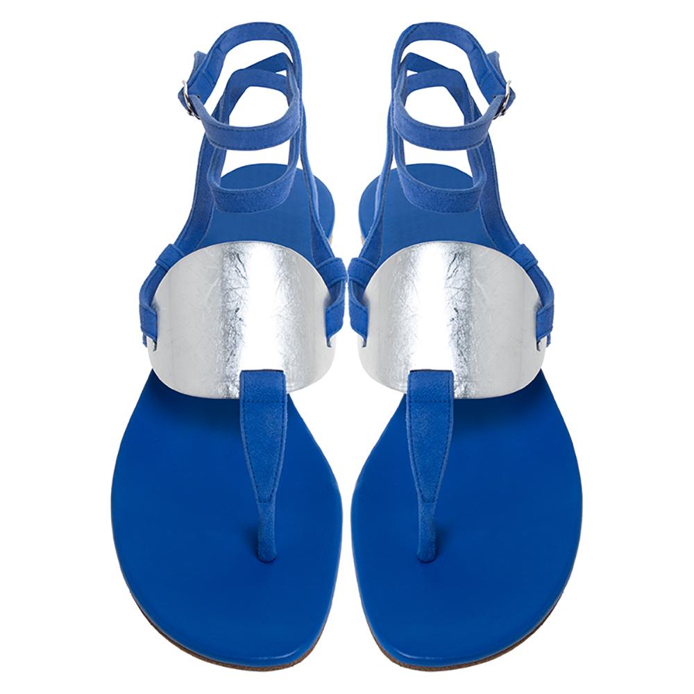 electric blue flat sandals