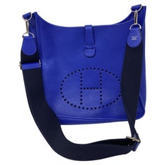 Hermes Electrique Blue Evelyne GM Bag