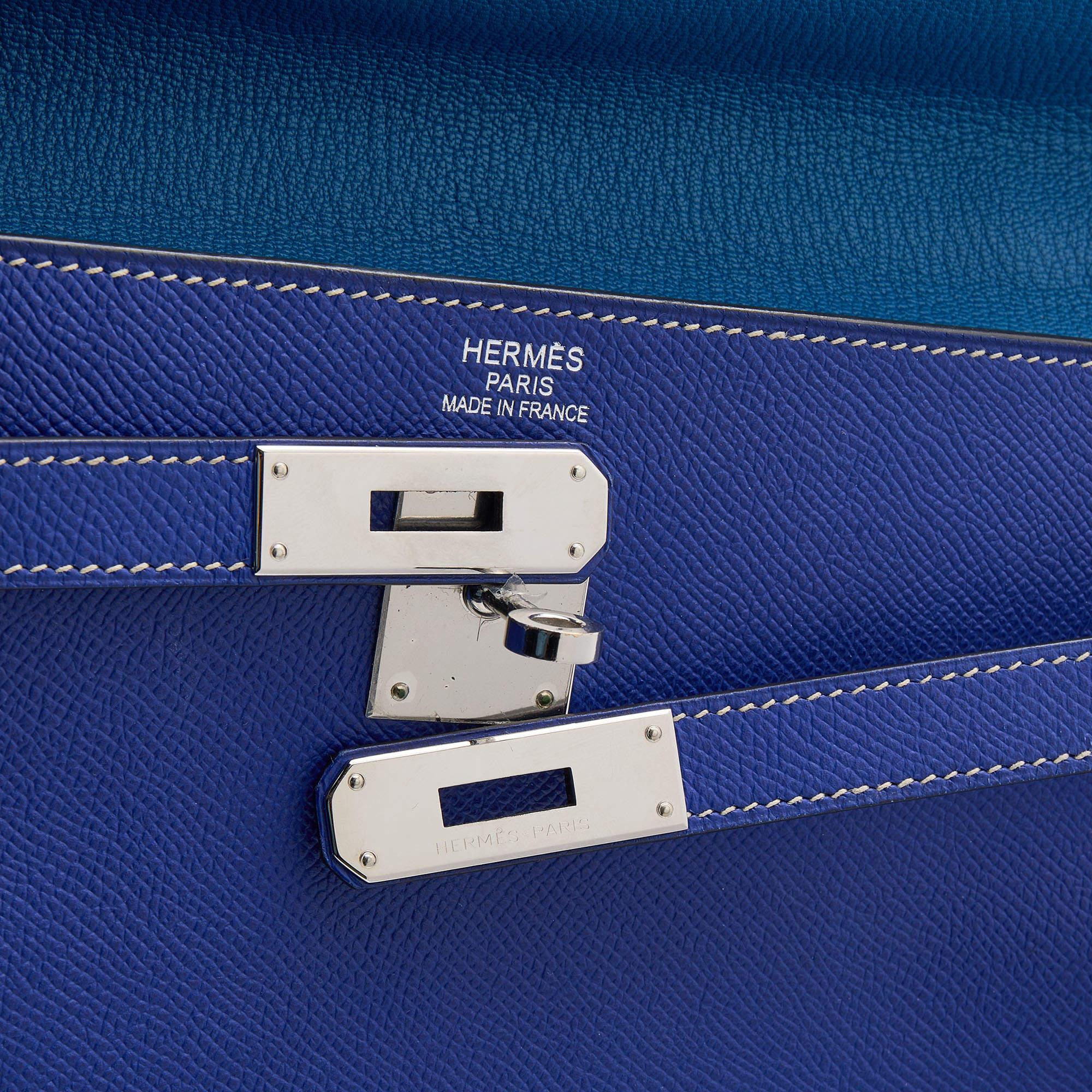 Hermes Electrique/Mykonos Epsom Leather Palladium Finish Kelly Retourne 35 Bag For Sale 6