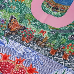 Hermes Eleftheria Limited Edition Scarf Vert Vif / Rose / Encre 90 New w/Box