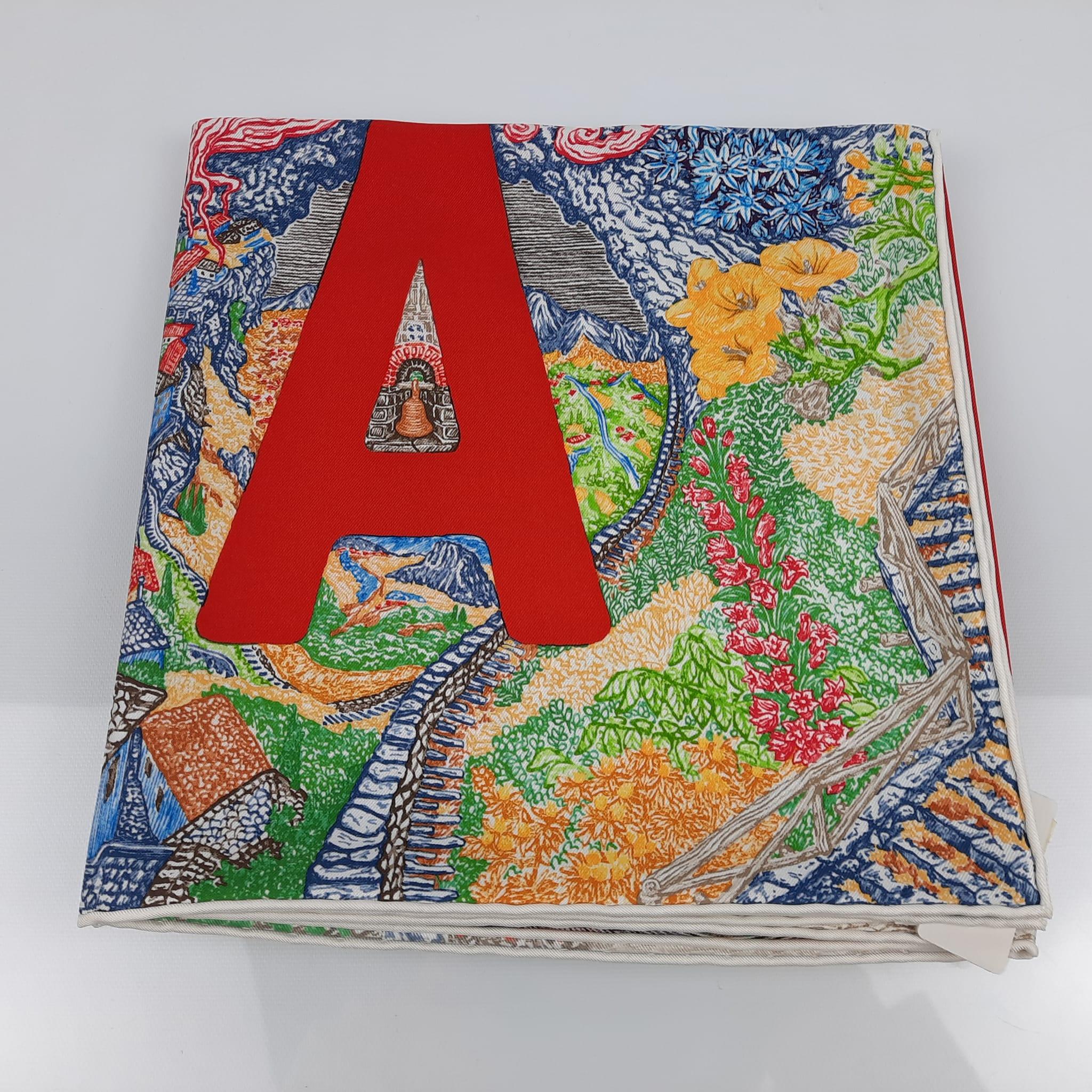Hermes Eleftheria Scarf 90 Vert Rouge Bleu Silk In New Condition In Nicosia, CY