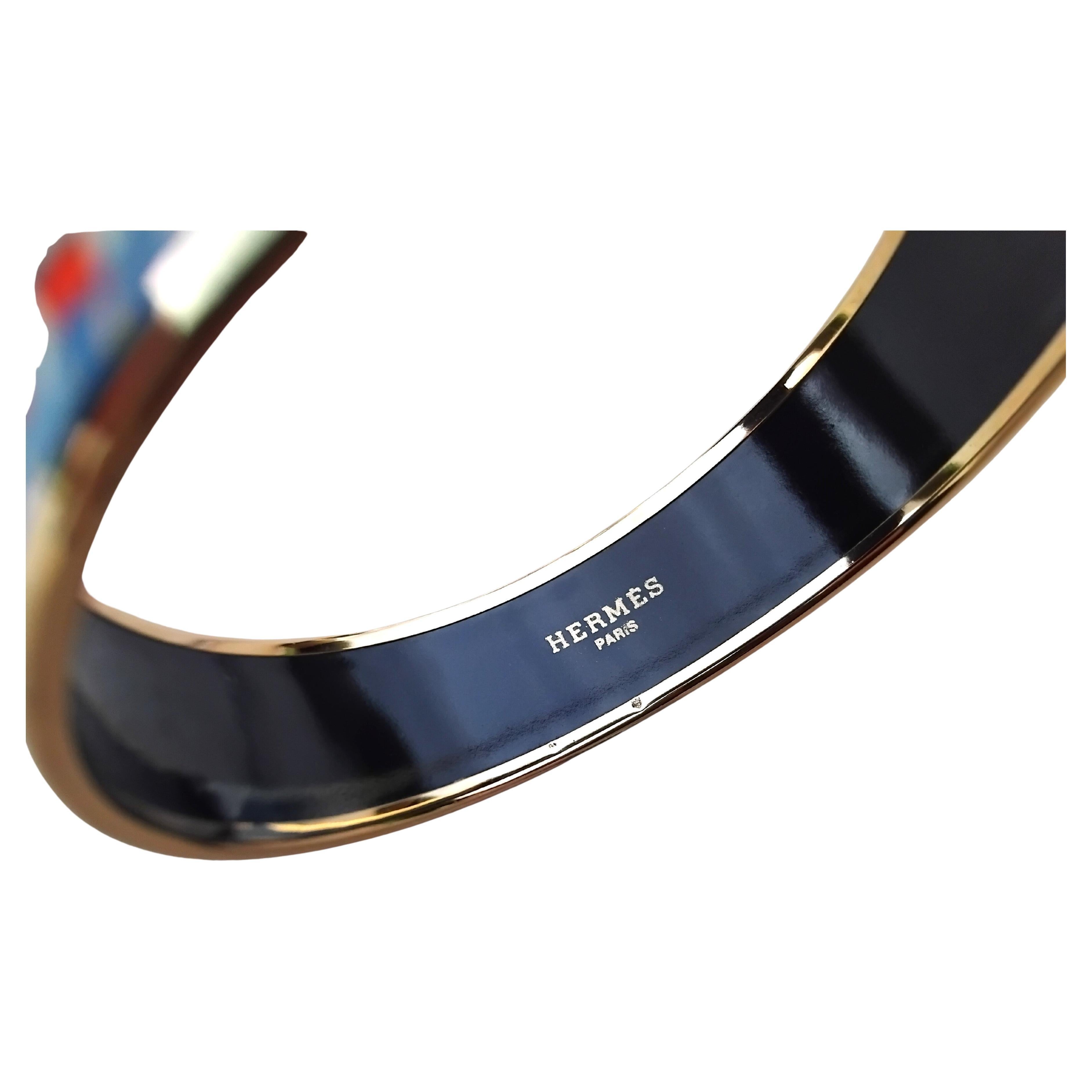 Hermès Elefanten grasen Armband Emaille Gold Größe 65 im Angebot 3