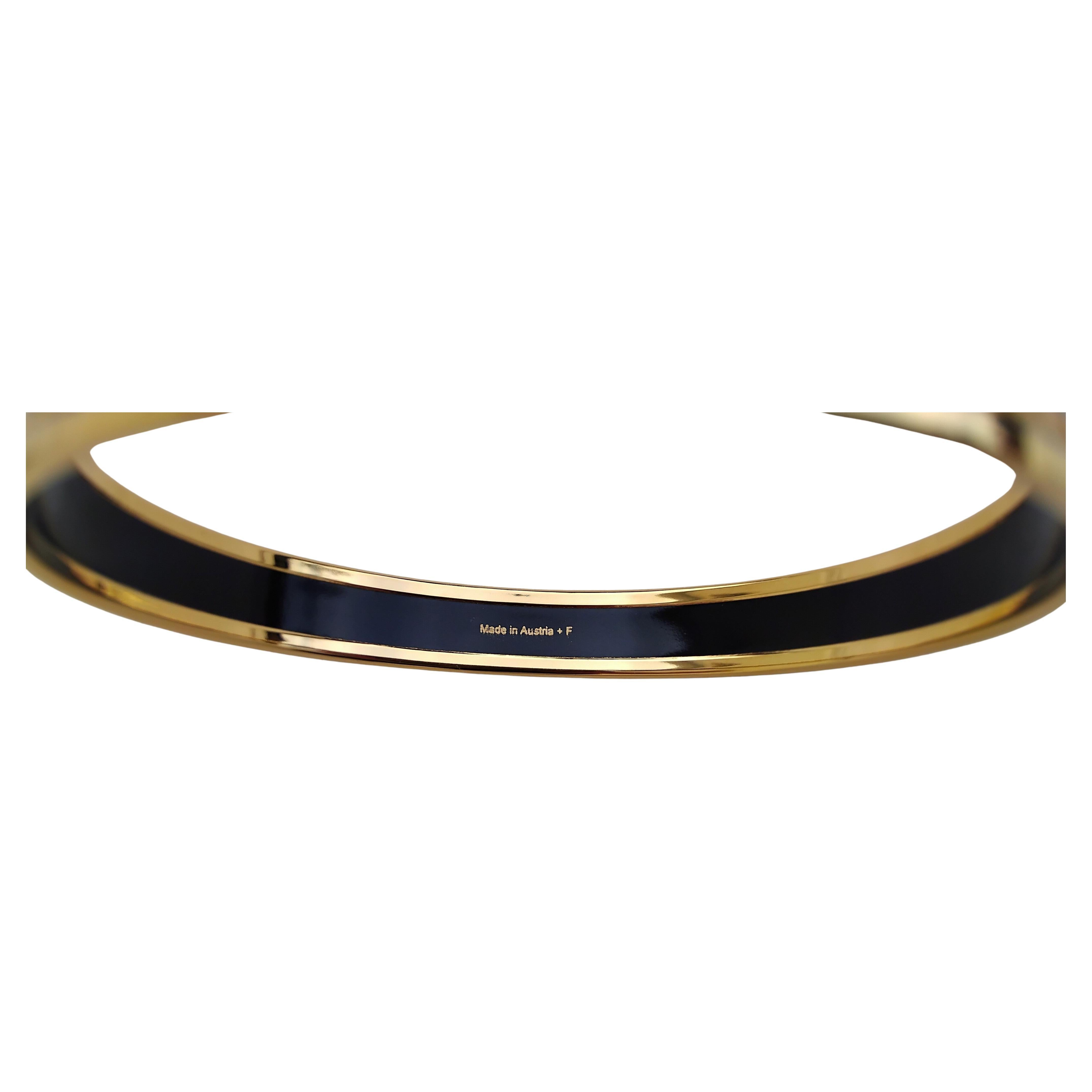 Hermès Elefanten grasen Emaille-Armband Blau Neu Gold Hdw Größe 70 im Angebot 4