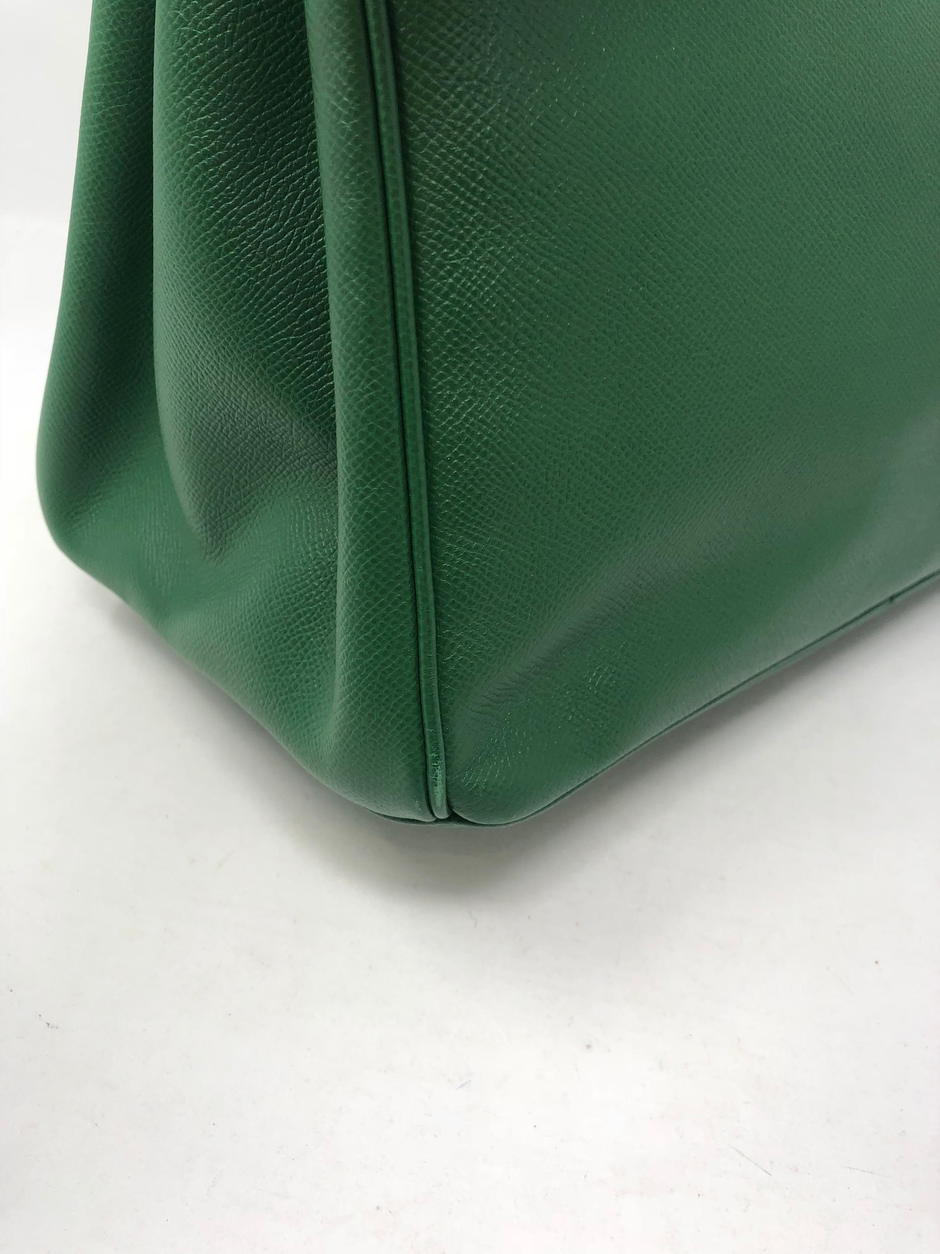 Hermes Emerald Green courchevel leather Gold hardware Birkin 35 Bag 7