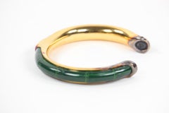 Hermès Emerald Green Crocodile Bangle Bracelet Cuff 3HER1106