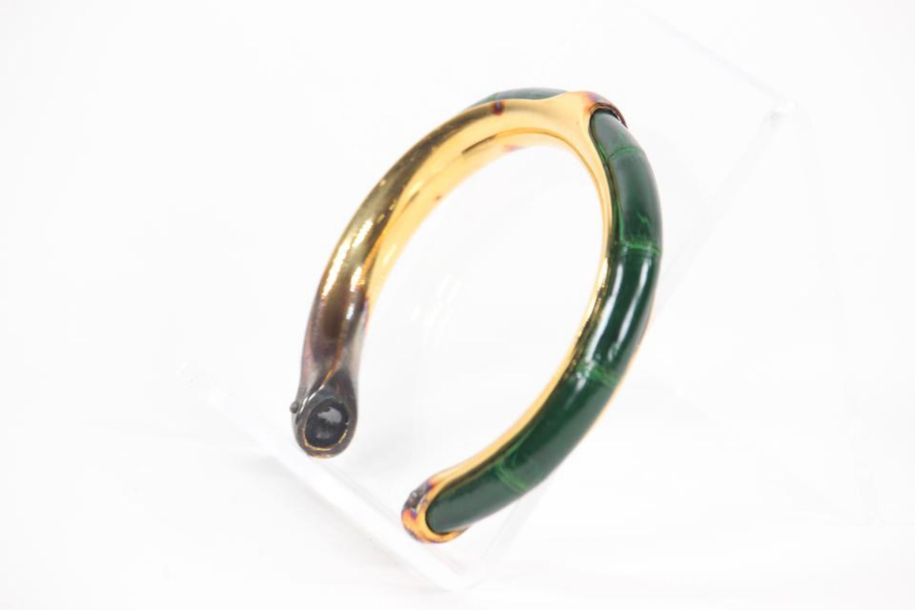 Hermès Emerald Green Crocodile Bangle Bracelet Cuff 3HER1106 For Sale 2