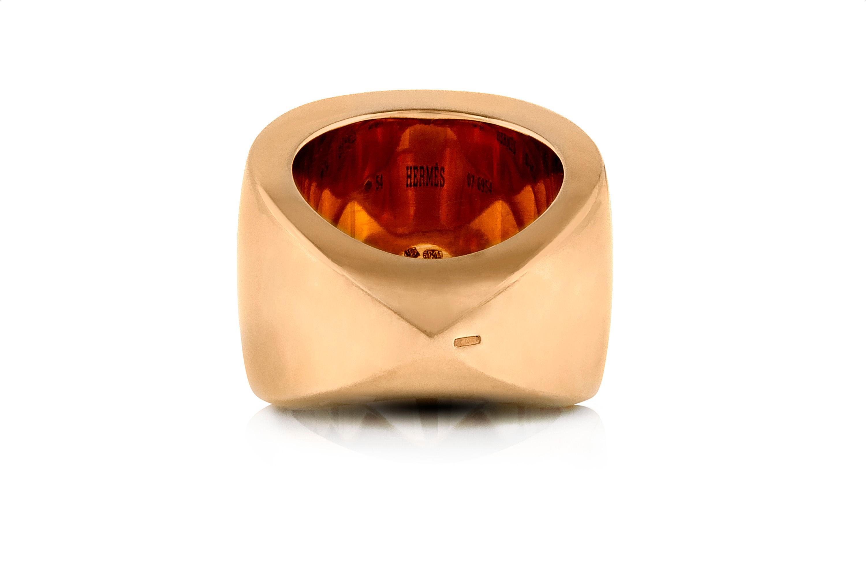 Hermes Emile Gold Ring with Smoky Quartz In Good Condition In New York, NY