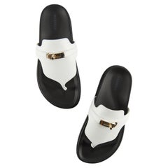 HERMÈS EMPIRE SANDALS White with Permabrass Hardware - Size 37