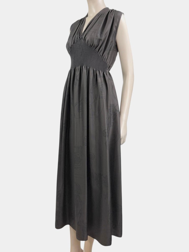 Hermes En Désordre Finesse brown silk printed dress For Sale at