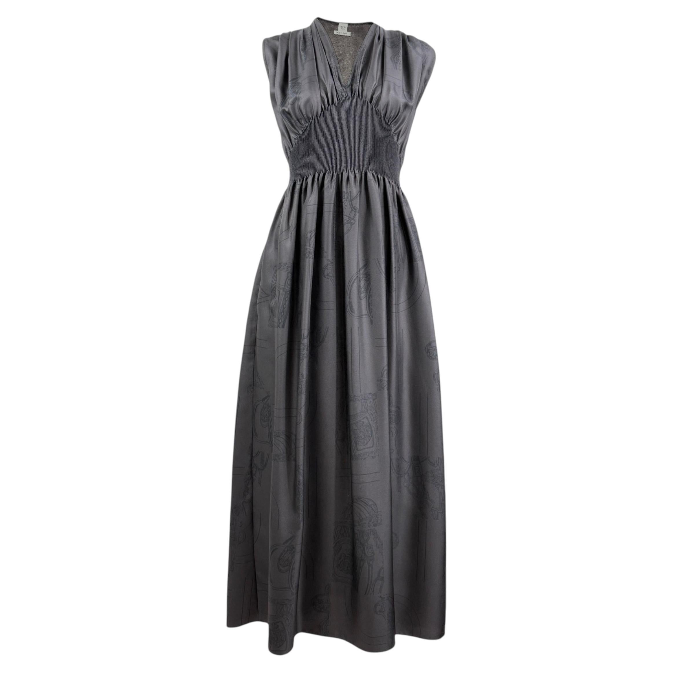 Hermes En Désordre Finesse brown silk printed dress