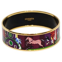 Hermes Enamel 18k Gold Plated "Animapolis Au Paradis" Motif Bracelet