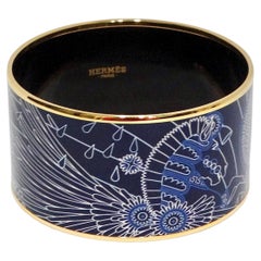Hermes Enamel 18k Gold Plated "La Source De Pegase" Motif Bracelet