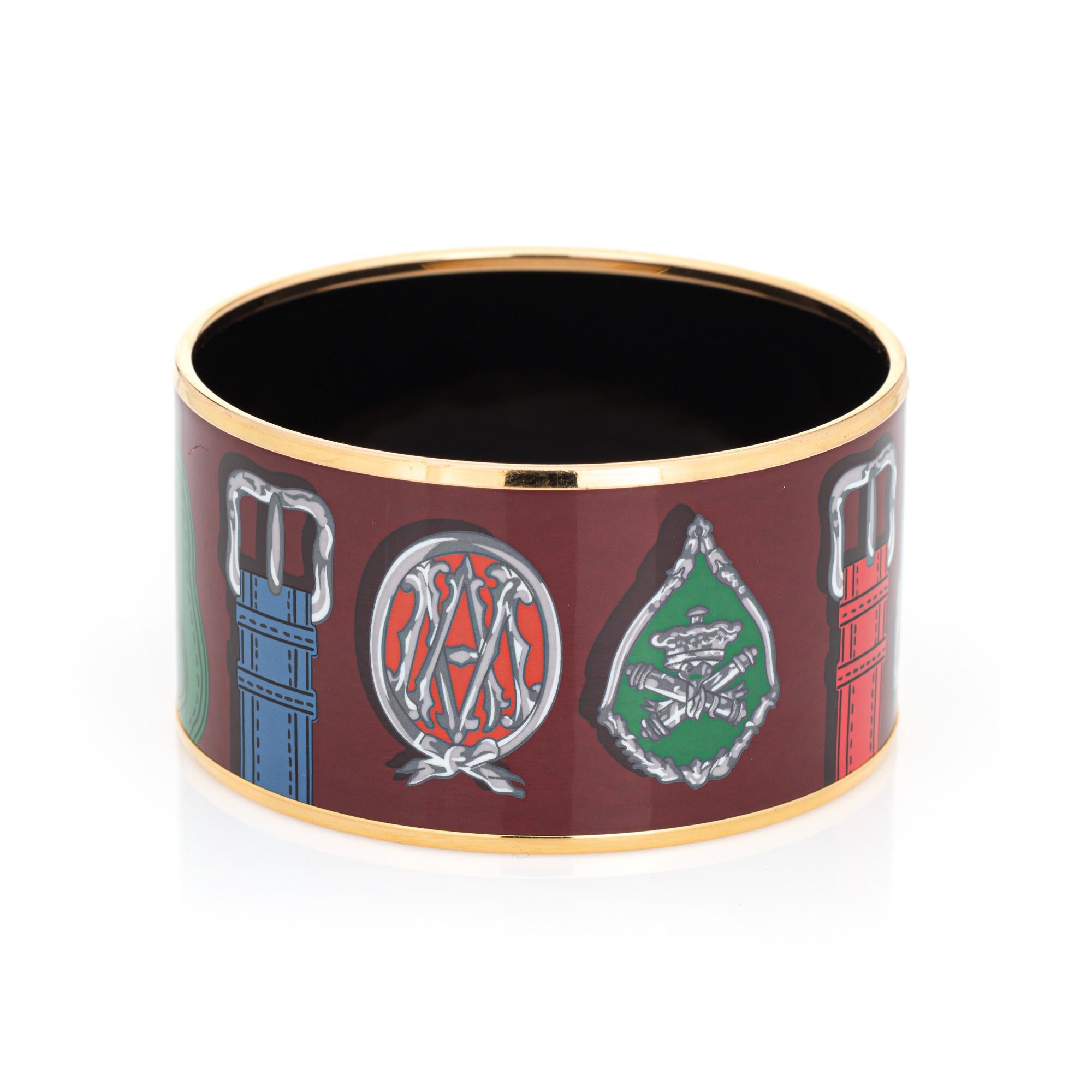 Hermes Emaille-Armreif Armreif Armband Gürtelmotiv 3,5cm Breites Gelbgold-Ton im Zustand „Gut“ im Angebot in Torrance, CA