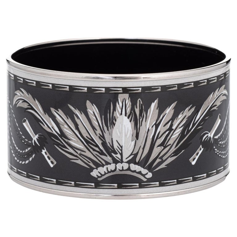 Bracelet Vintage Jonc émaillé Cloisonné - Motifs Fleurs Sur Fond Bordeaux - Occasion