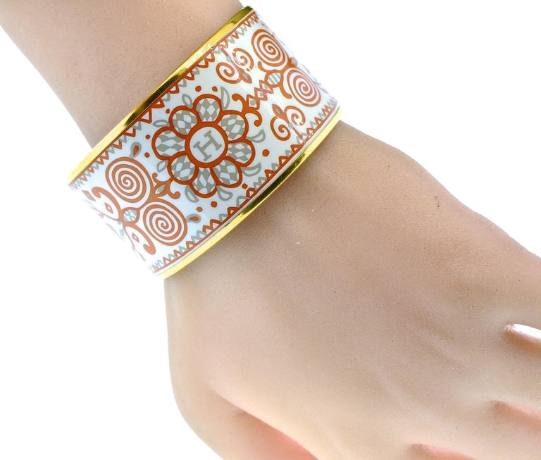 Hermes Enamel Bangle Bracelet, Extra Wide at 1stDibs