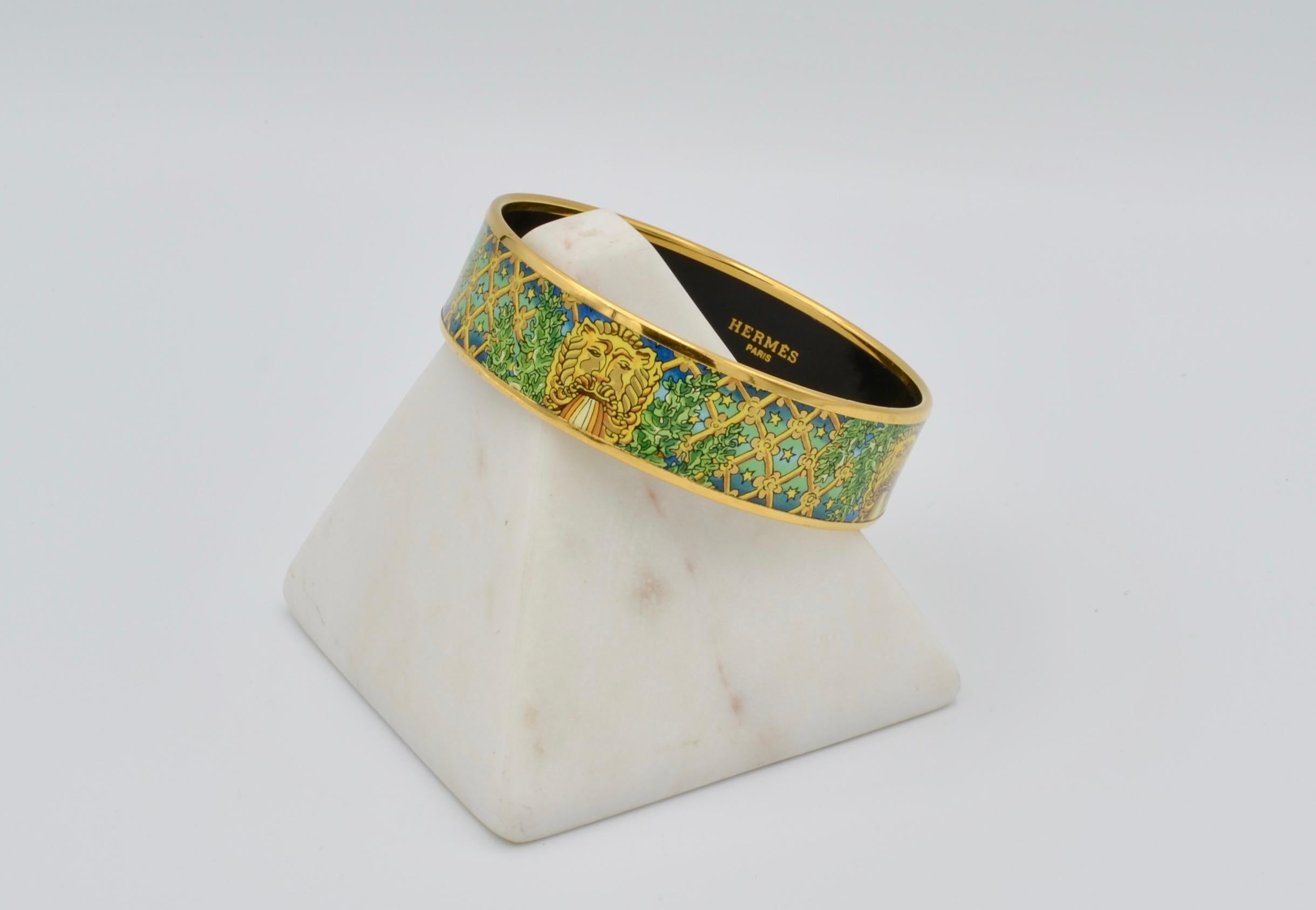 Hermes Paris enamel bangle bracelet in multi color enamel, this wide statement is 3/4