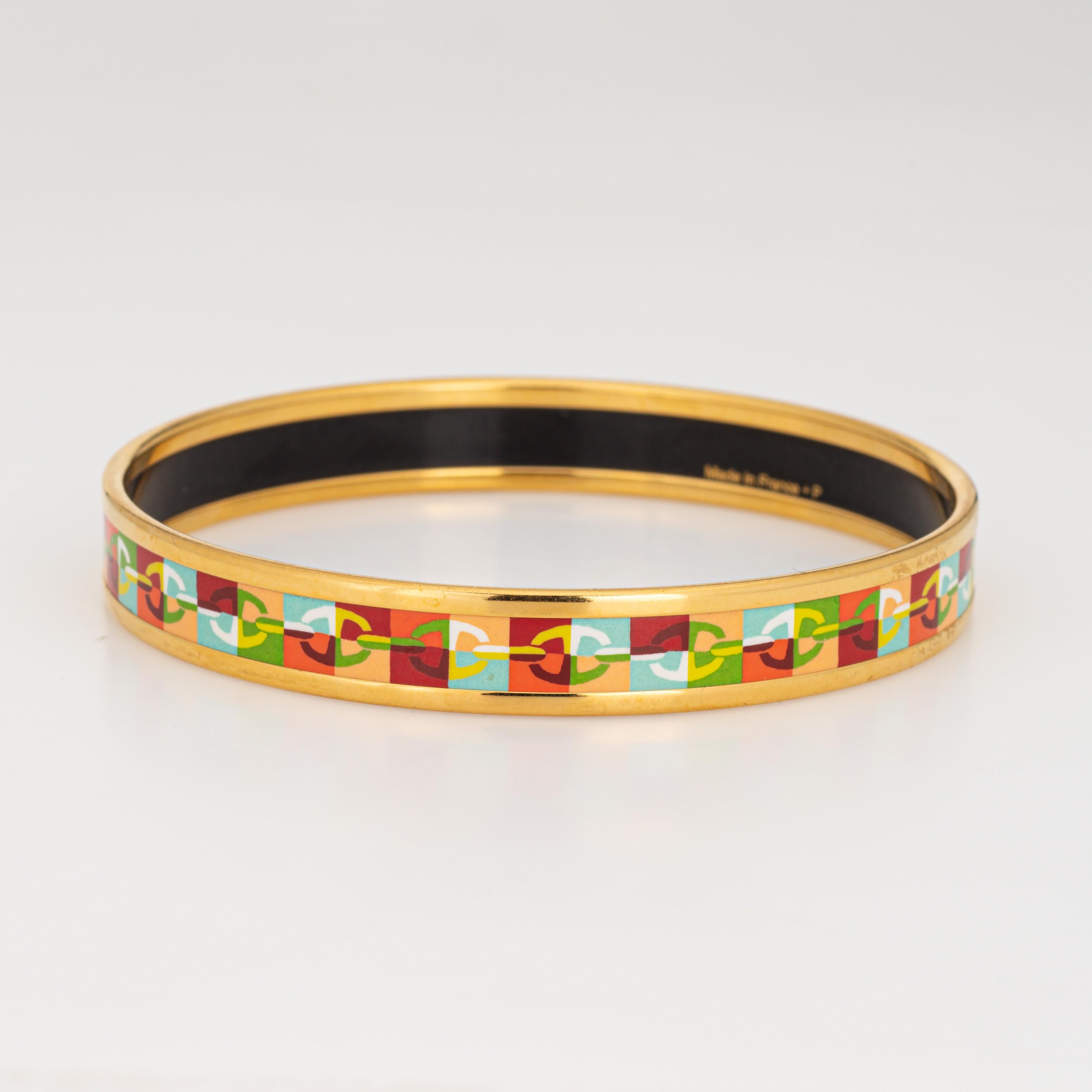Moderne Hermes Bracelet en émail avec motifs de liens multicolores A Link étroit 65 Taille petite