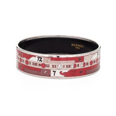 Hermes Pulsera brazalete esmalte ancho 65 GM Fase lunar Rojo Blanco Patrón 2006