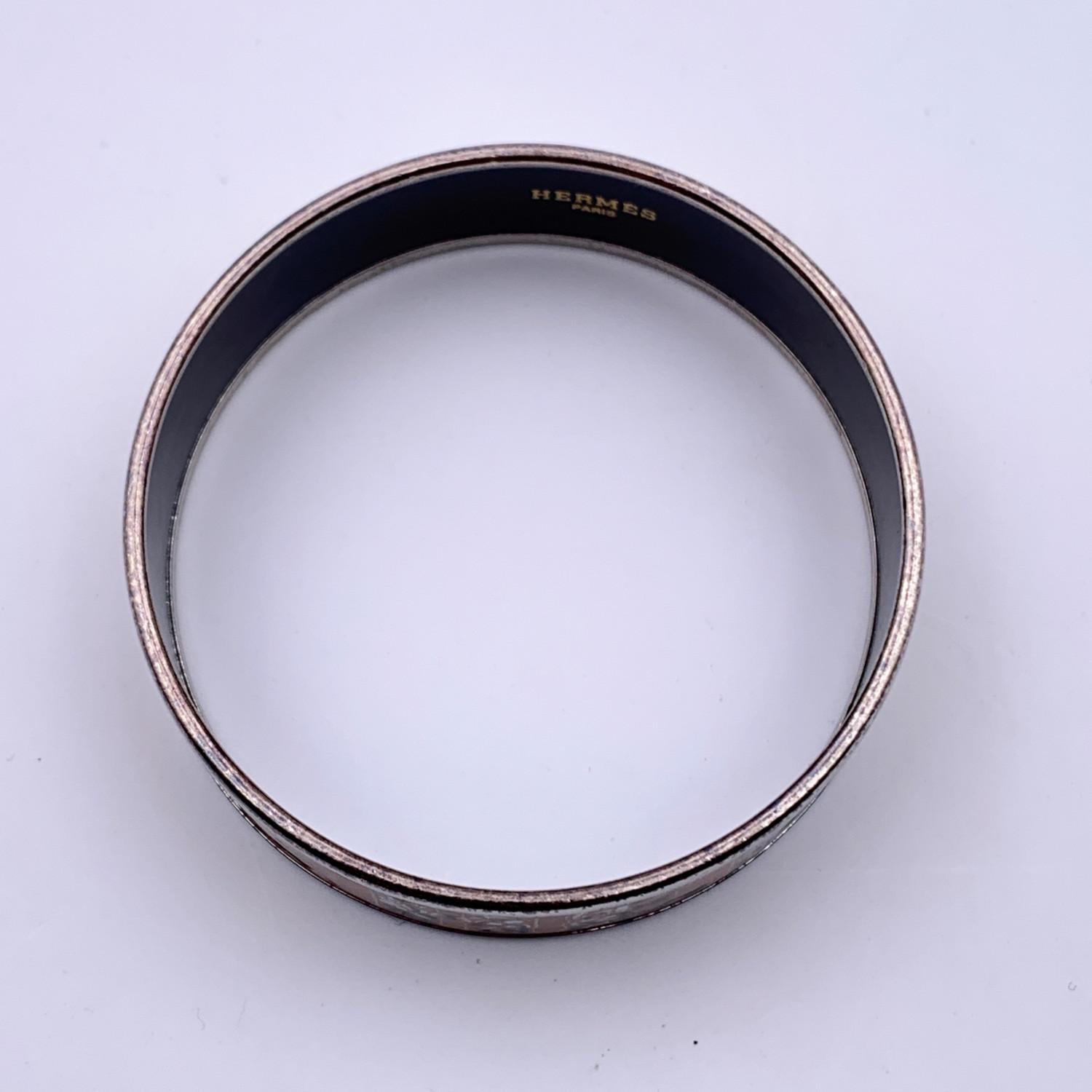 Hermes Enamel Beige Alphabet Russe Wide Bangle Bracelet 1