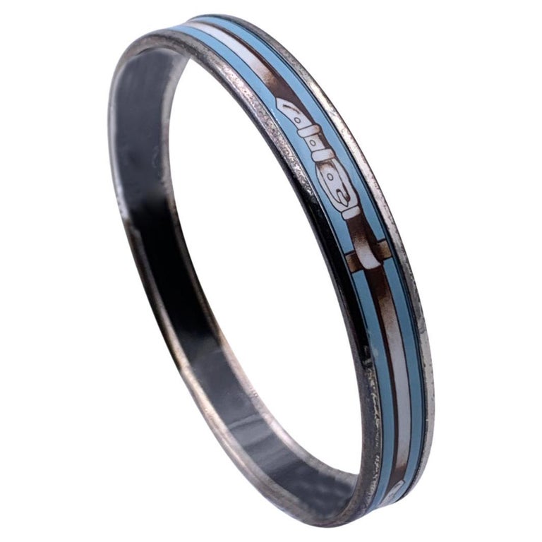 Hermes Enamel Belt Buckle Coaching Bangle Bracelet Palladium Rim For ...