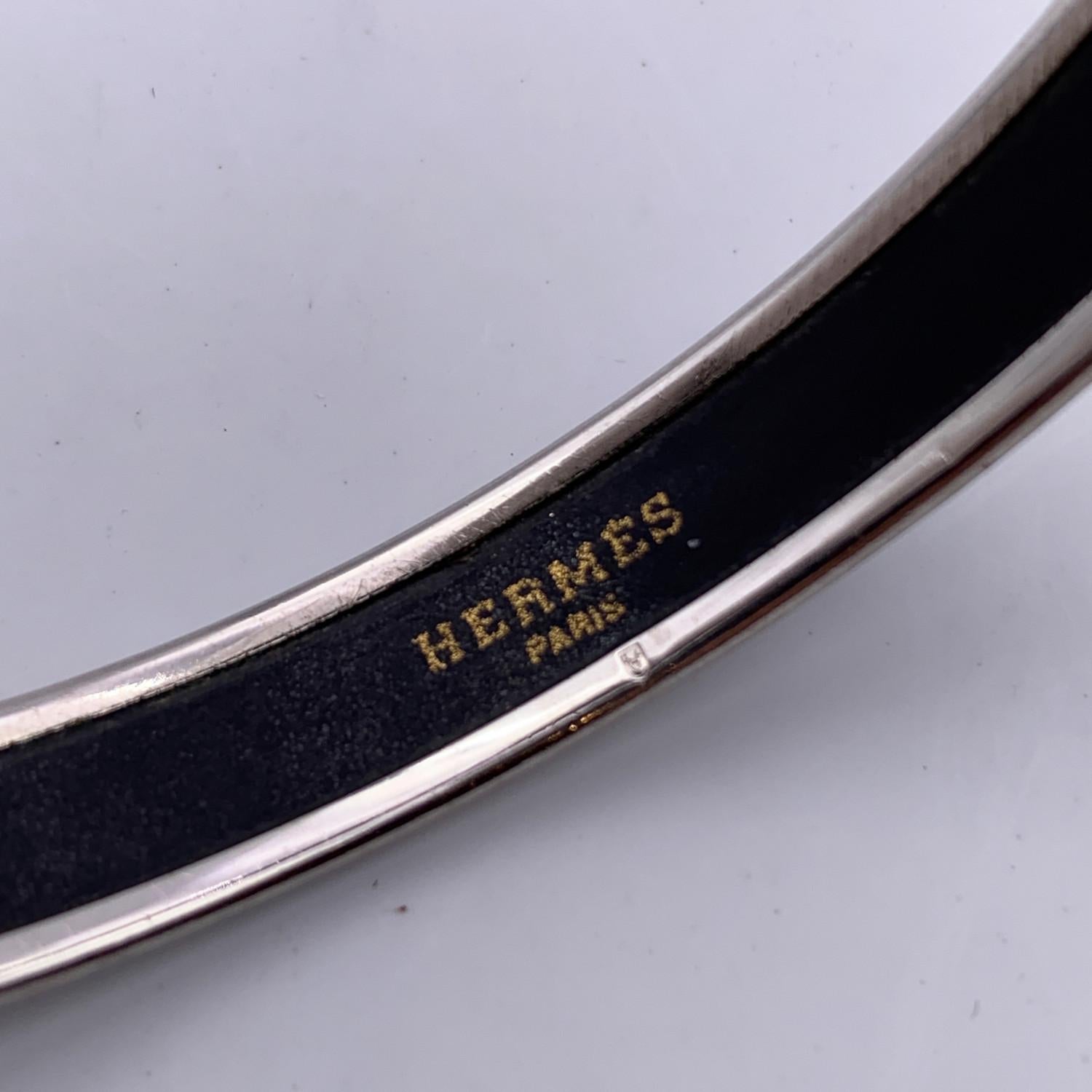 Women's Hermes Enamel Black Caleche Bangle Bracelet Palladium Rim