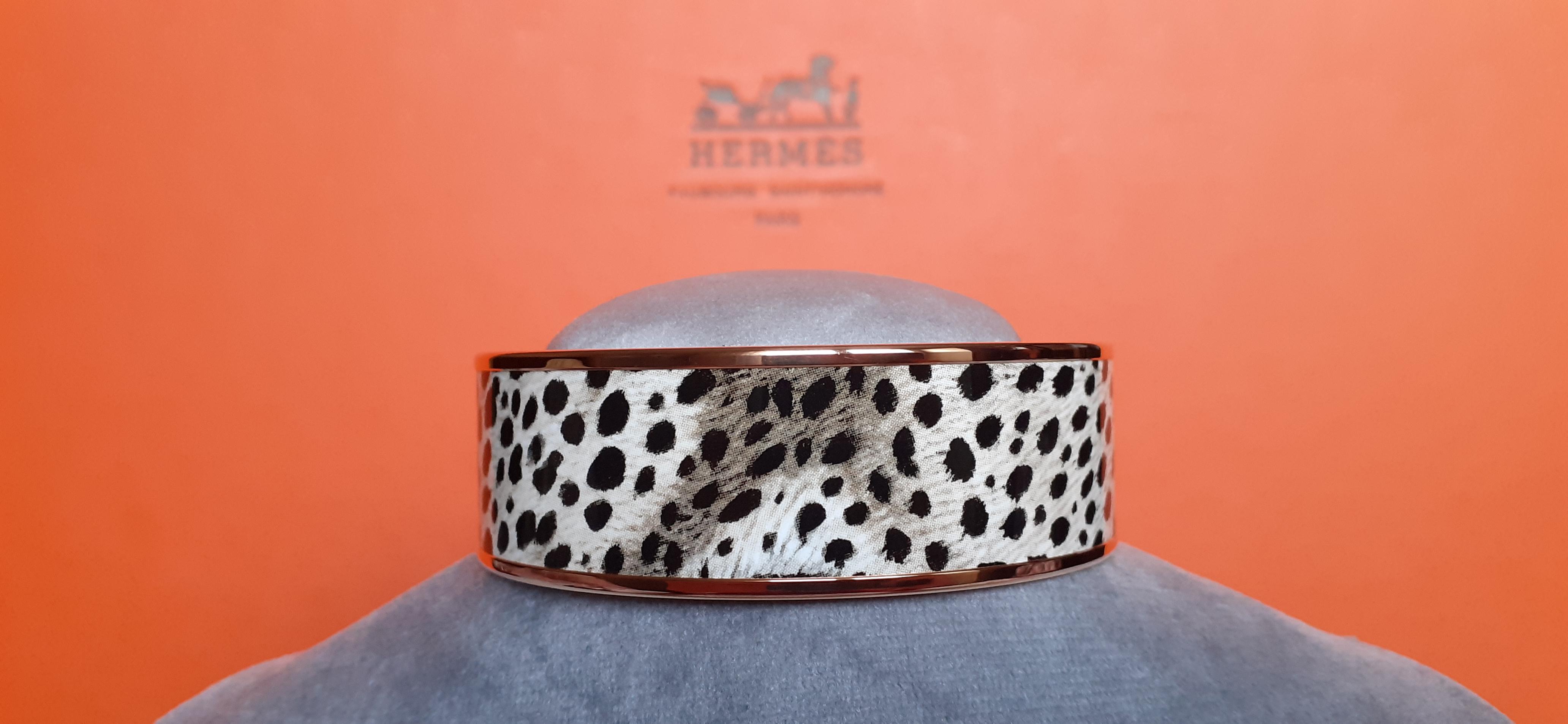 Women's Hermès Enamel Bracelet Acinonyx Jubatus Cheetah Sable Rose Ghw Size 70