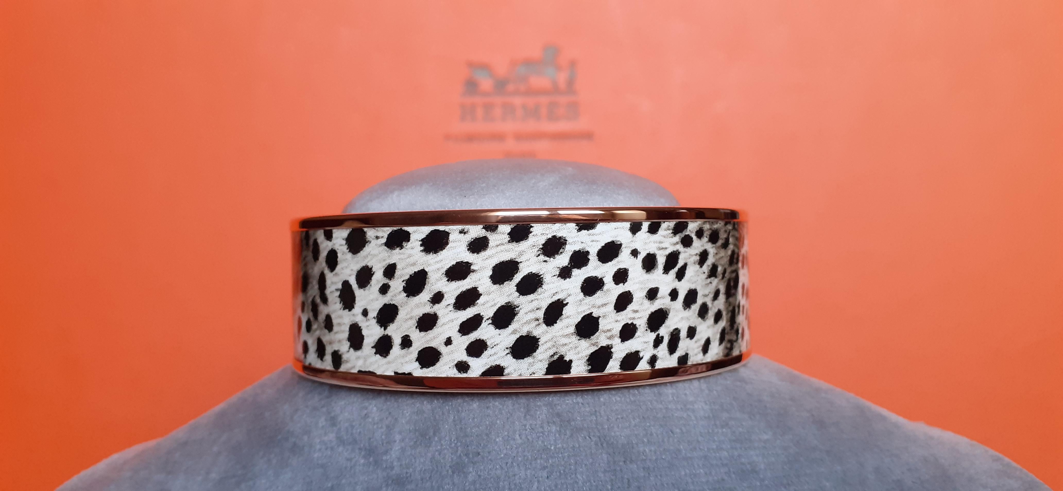 Hermès Enamel Bracelet Acinonyx Jubatus Cheetah Sable Rose Ghw Size 70 1