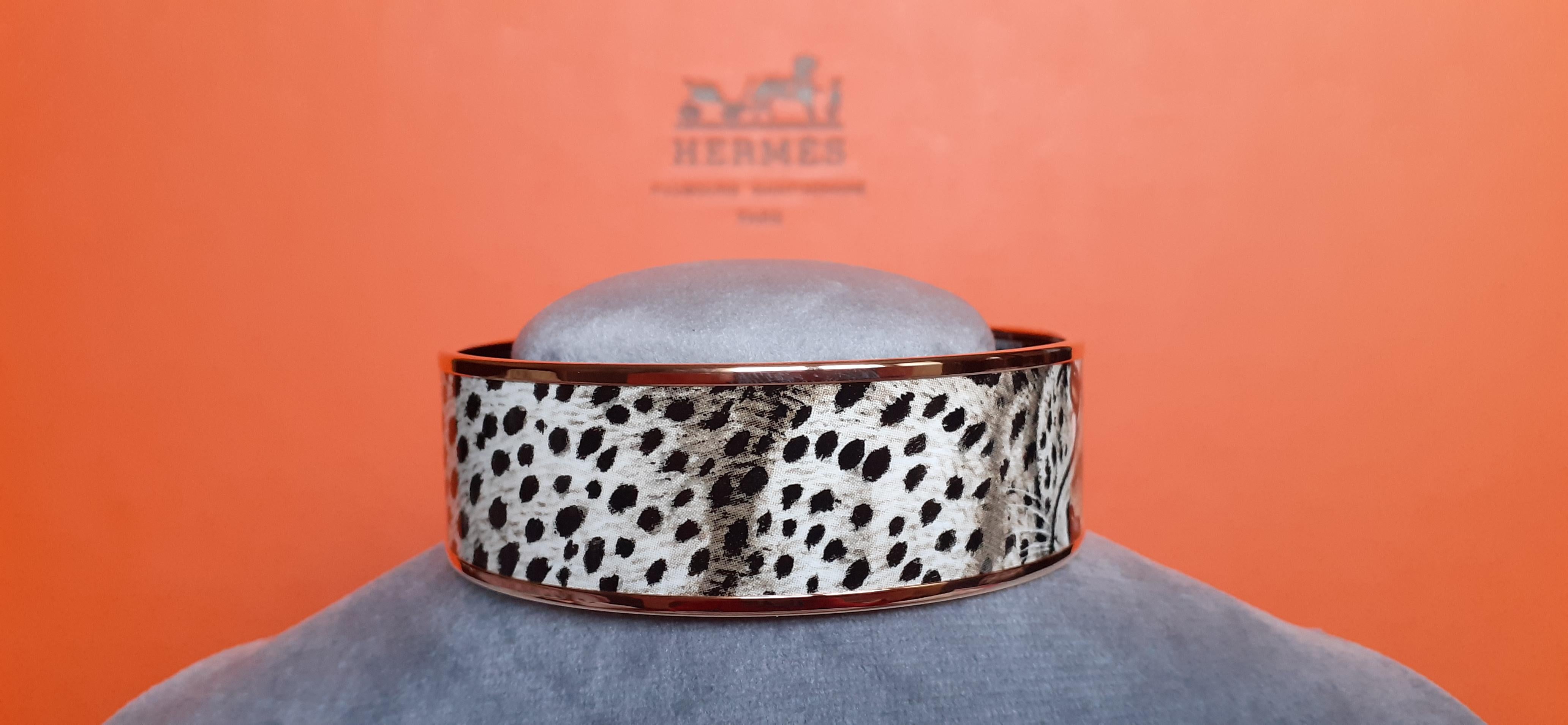 Hermès Enamel Bracelet Acinonyx Jubatus Cheetah Sable Rose Ghw Size 70 2