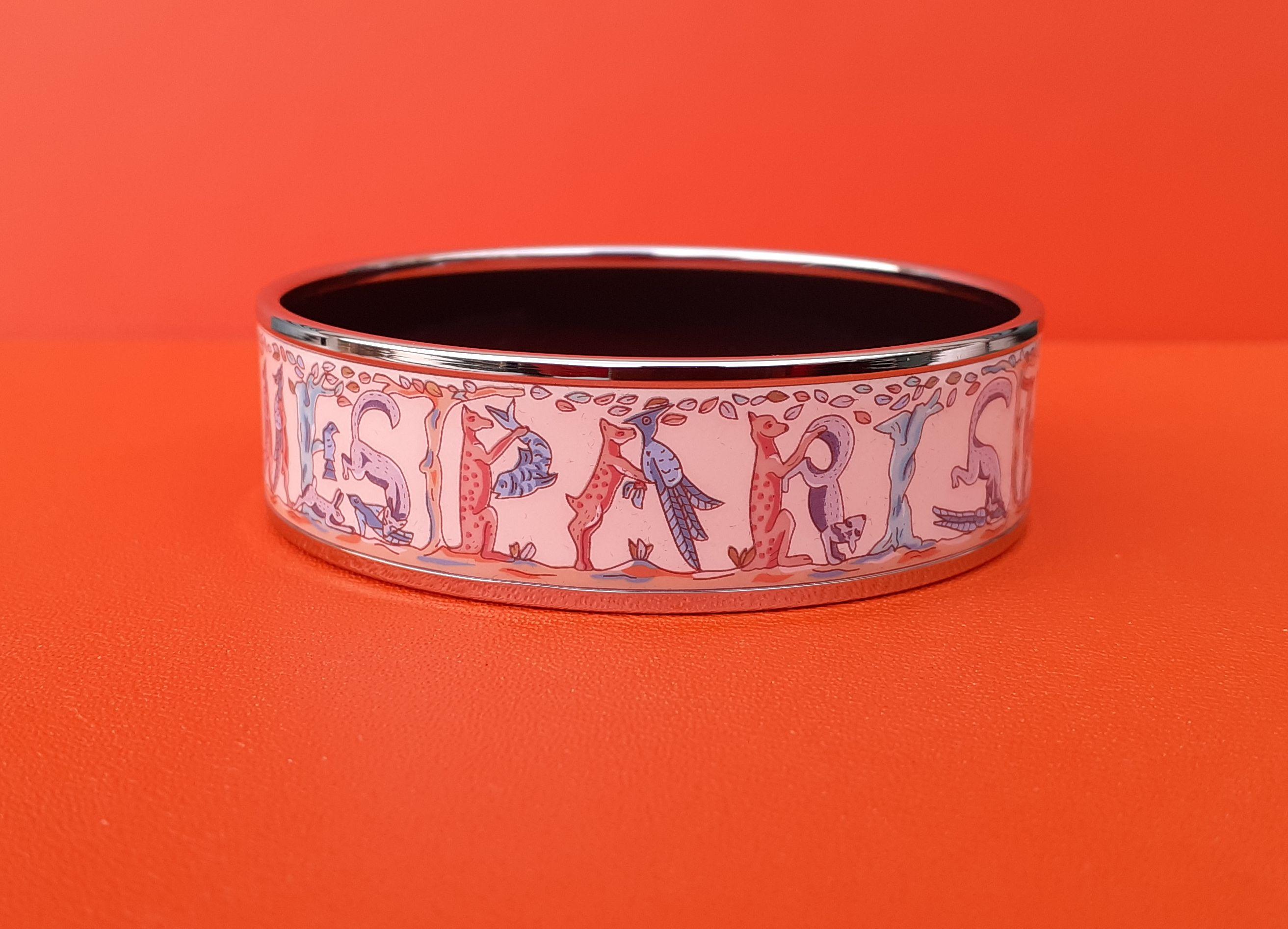Hermès Bracelet émail Animaux Alphabet New Palladium Hdw Taille 65 Pour femmes en vente