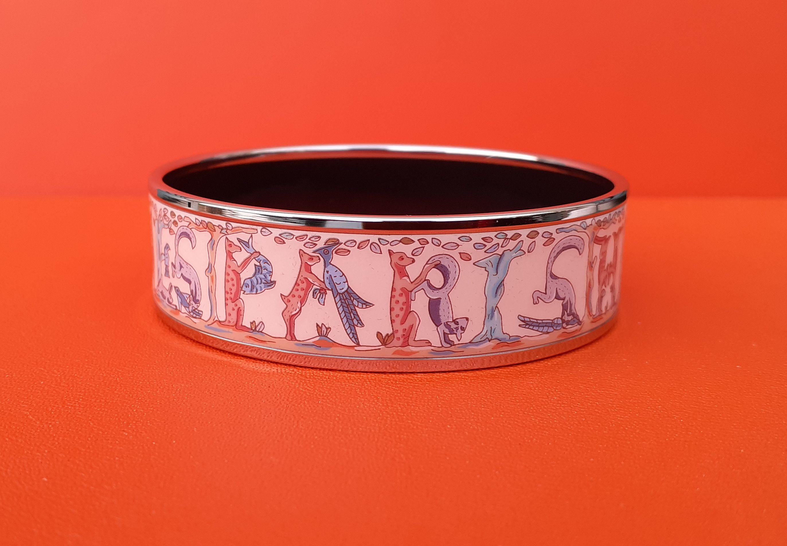 Hermès Bracelet émail Animaux Alphabet New Palladium Hdw Taille 65 en vente 1