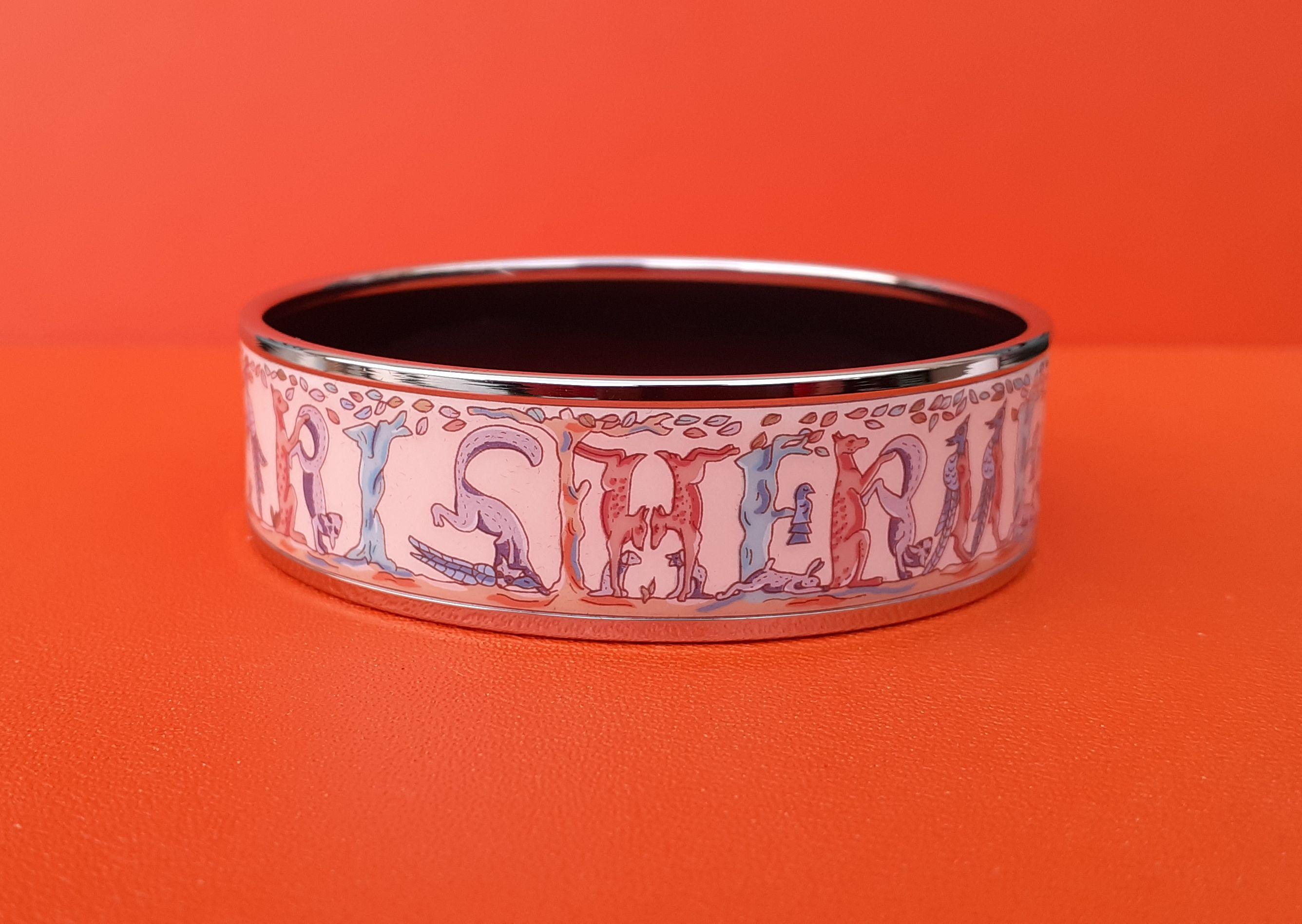 Hermès Bracelet émail Animaux Alphabet New Palladium Hdw Taille 65 en vente 2