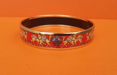 Hermès Enamel Bracelet Camels and Palm Trees Narrow NEW Ghw Size GM 70