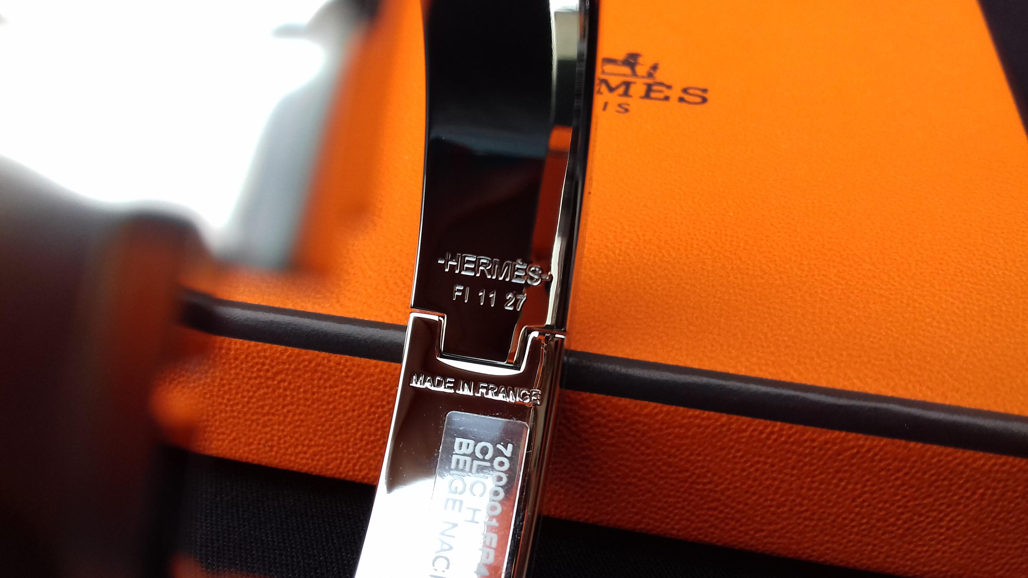Hermès Enamel Bracelet Clic H Beige Nacre Palladium Hdw PM  3