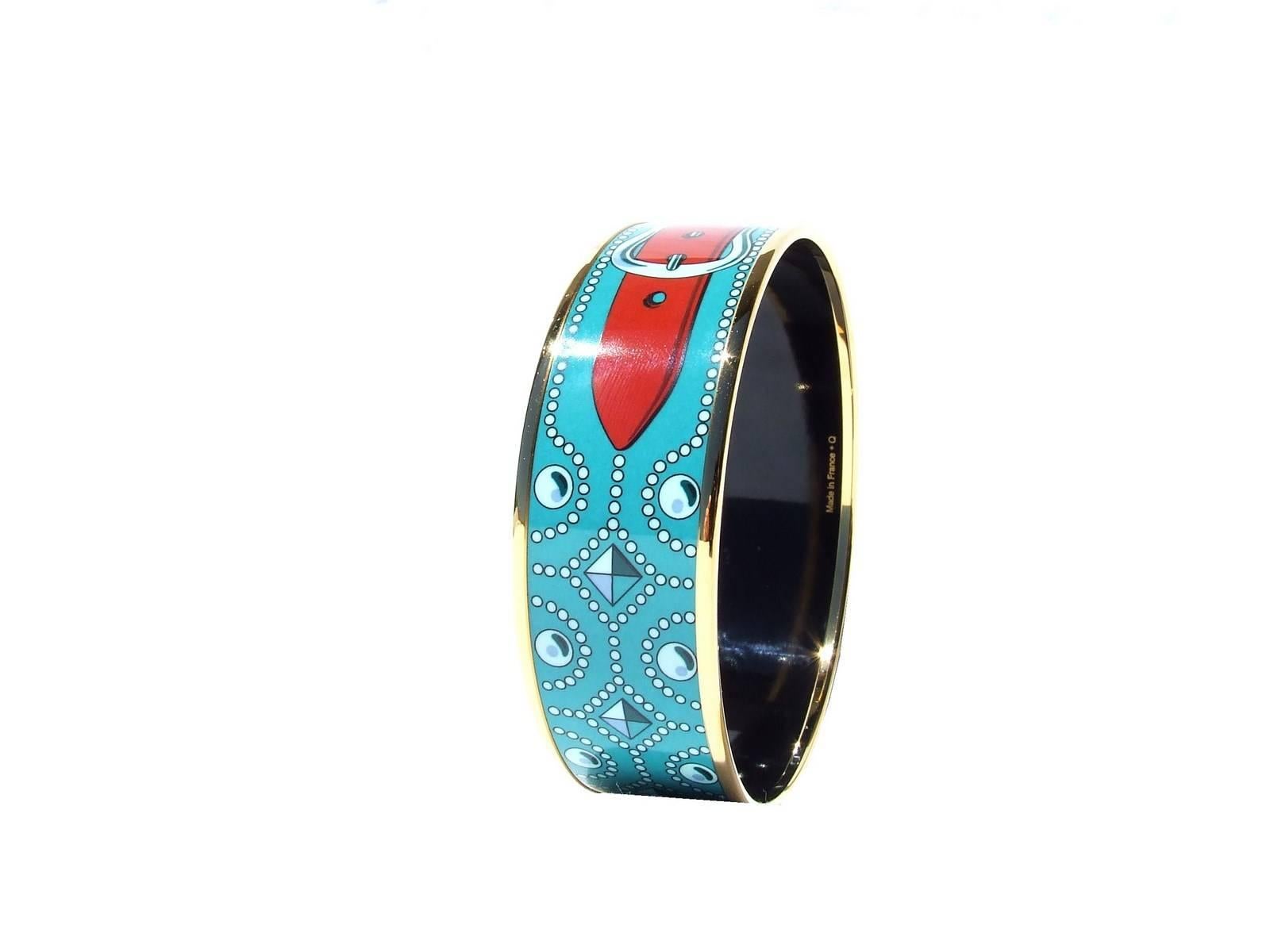 Hermès Bracelet en émail Collier de Chien CDC  Medor imprimé or Hdw Taille GM 70  Pour femmes en vente
