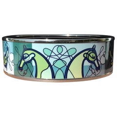 Hermès Enamel Bracelet Coup De Fouet Horse Palladium Hdw Wide Size 65