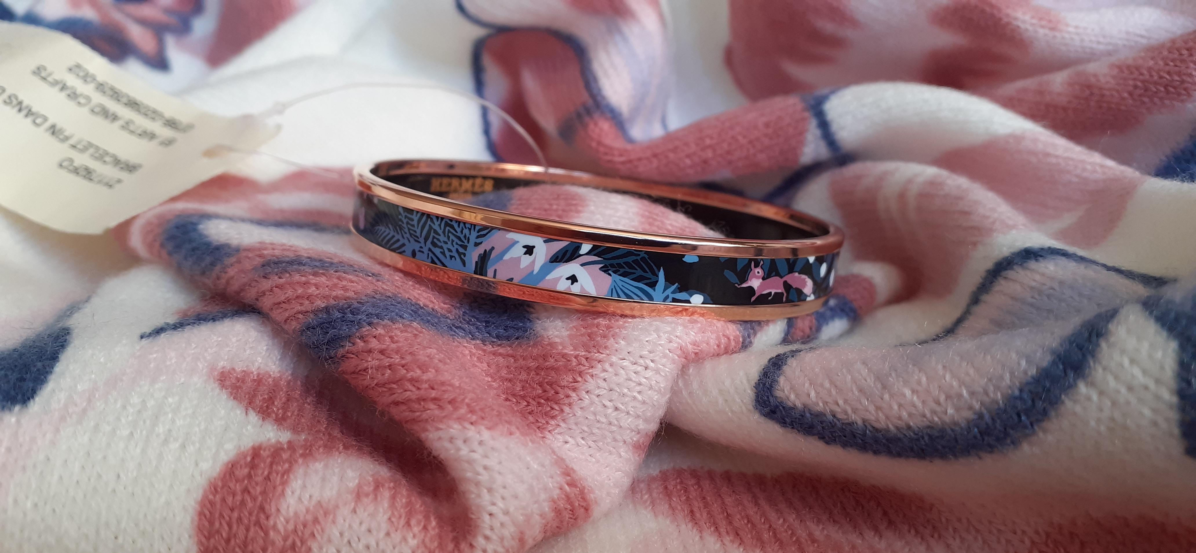 Hermès Enamel Bracelet Dans Un Jardin Anglais Shirley Arts & Crafts Rose Ghw 65 For Sale 5