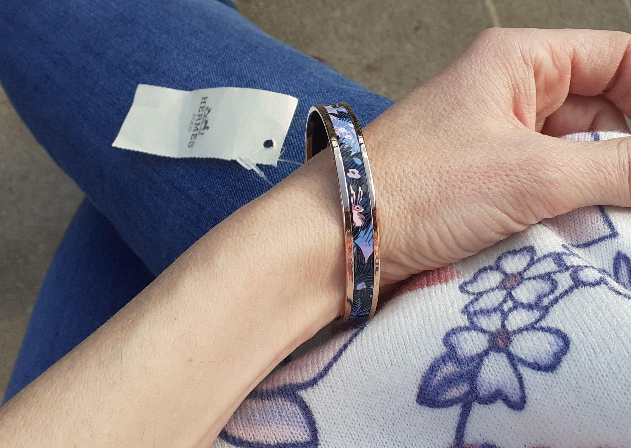 Hermès Emaille-Armband Dans Un Jardin Anglais Shirley Arts & Crafts Rose Ghw 65 im Angebot 11