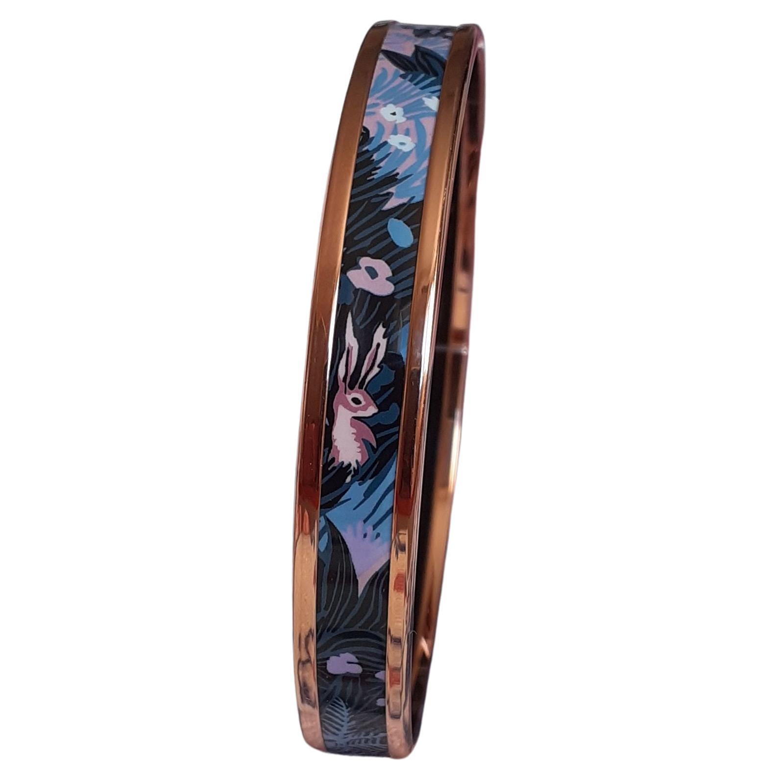 Hermès Enamel Bracelet Dans Un Jardin Anglais Shirley Arts & Crafts Rose Ghw 65 For Sale