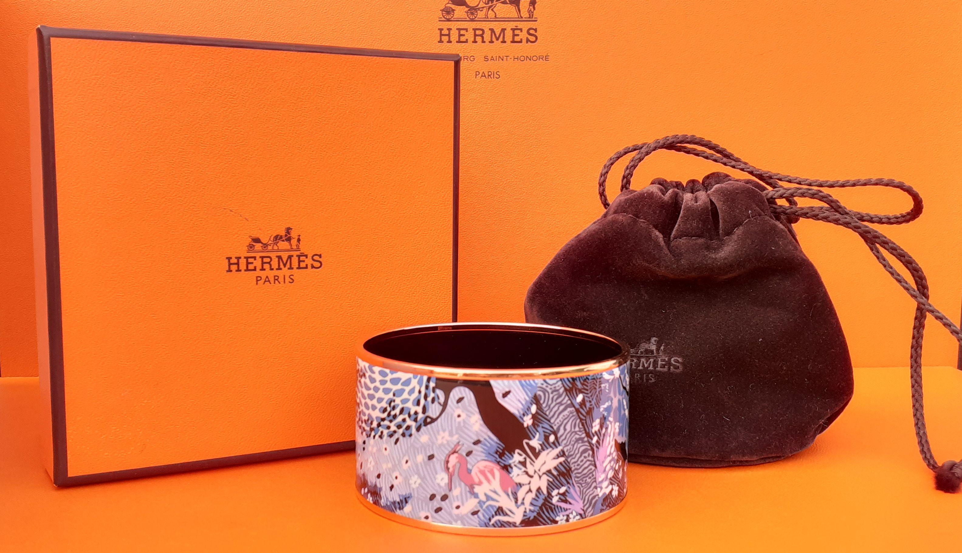 Hermès Enamel Bracelet Dans Un Jardin Anglais Shirley Rosé Ghw Size 65 GRAIL 6