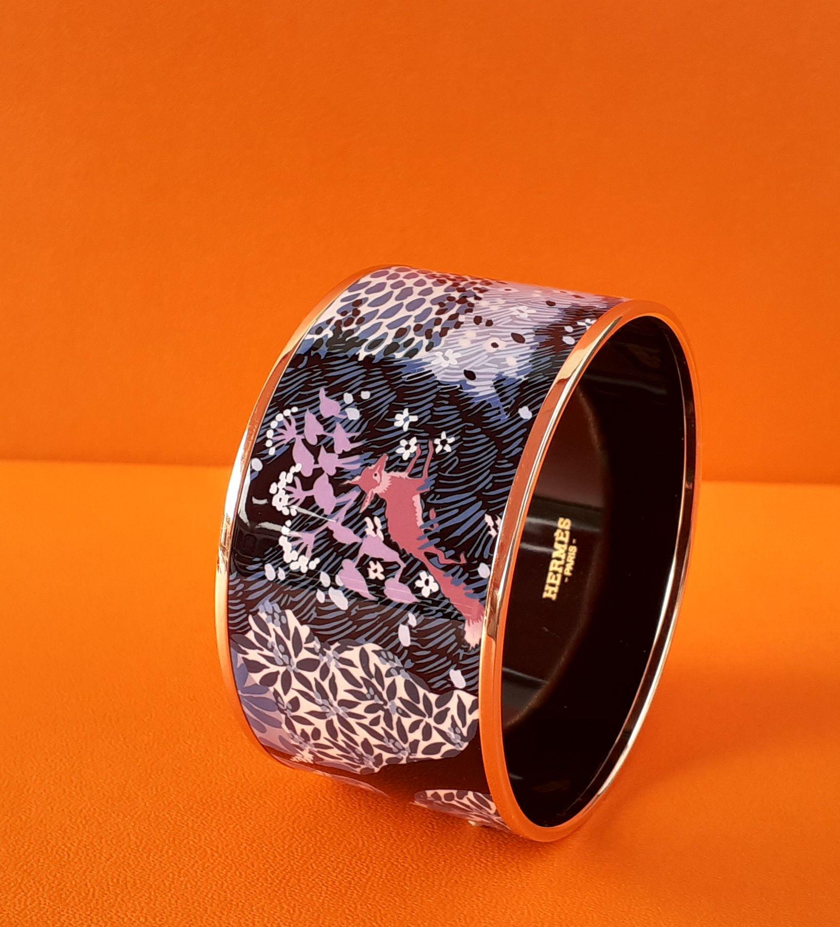 Hermès Enamel Bracelet Dans Un Jardin Anglais Shirley Rosé Ghw Size 65 GRAIL 9