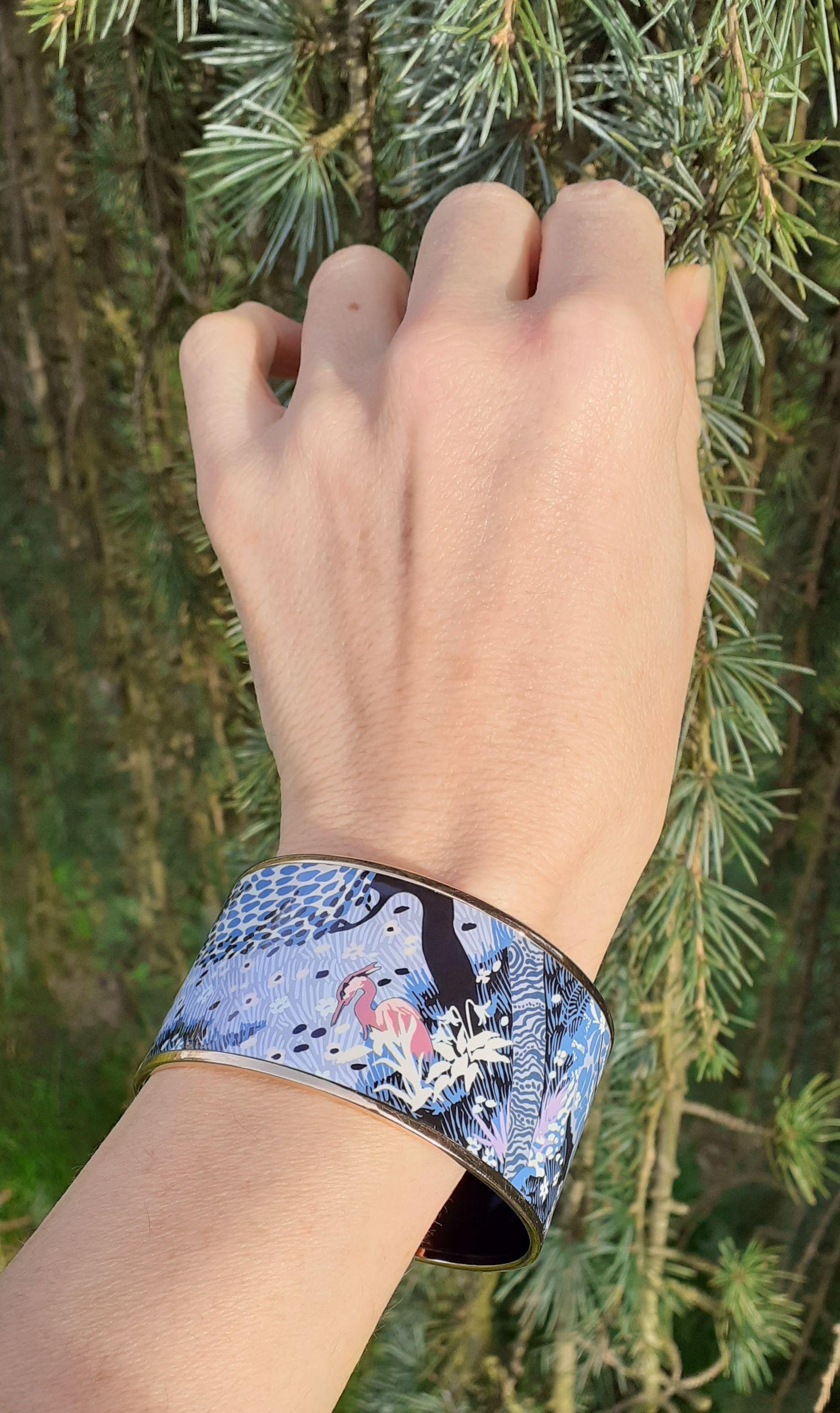 Hermès Enamel Bracelet Dans Un Jardin Anglais Shirley Rosé Ghw Size 65 GRAIL 10