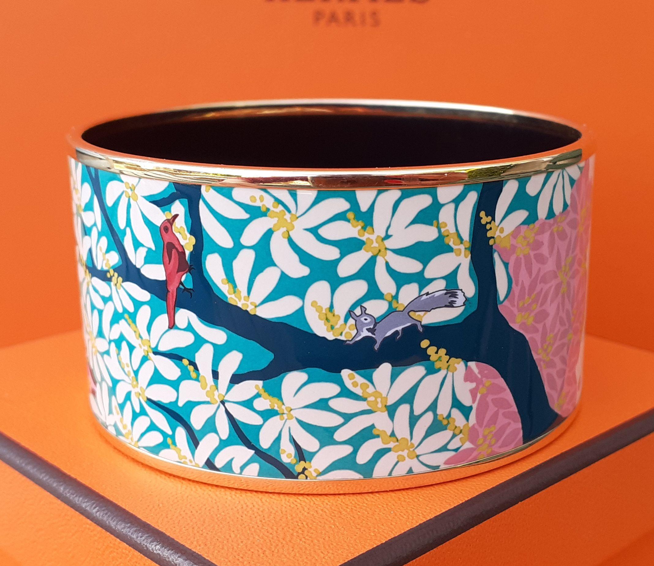 Hermès Enamel Bracelet Dans Un Jardin Anglais Shirley Rosé Ghw Size 65 GRAIL 2