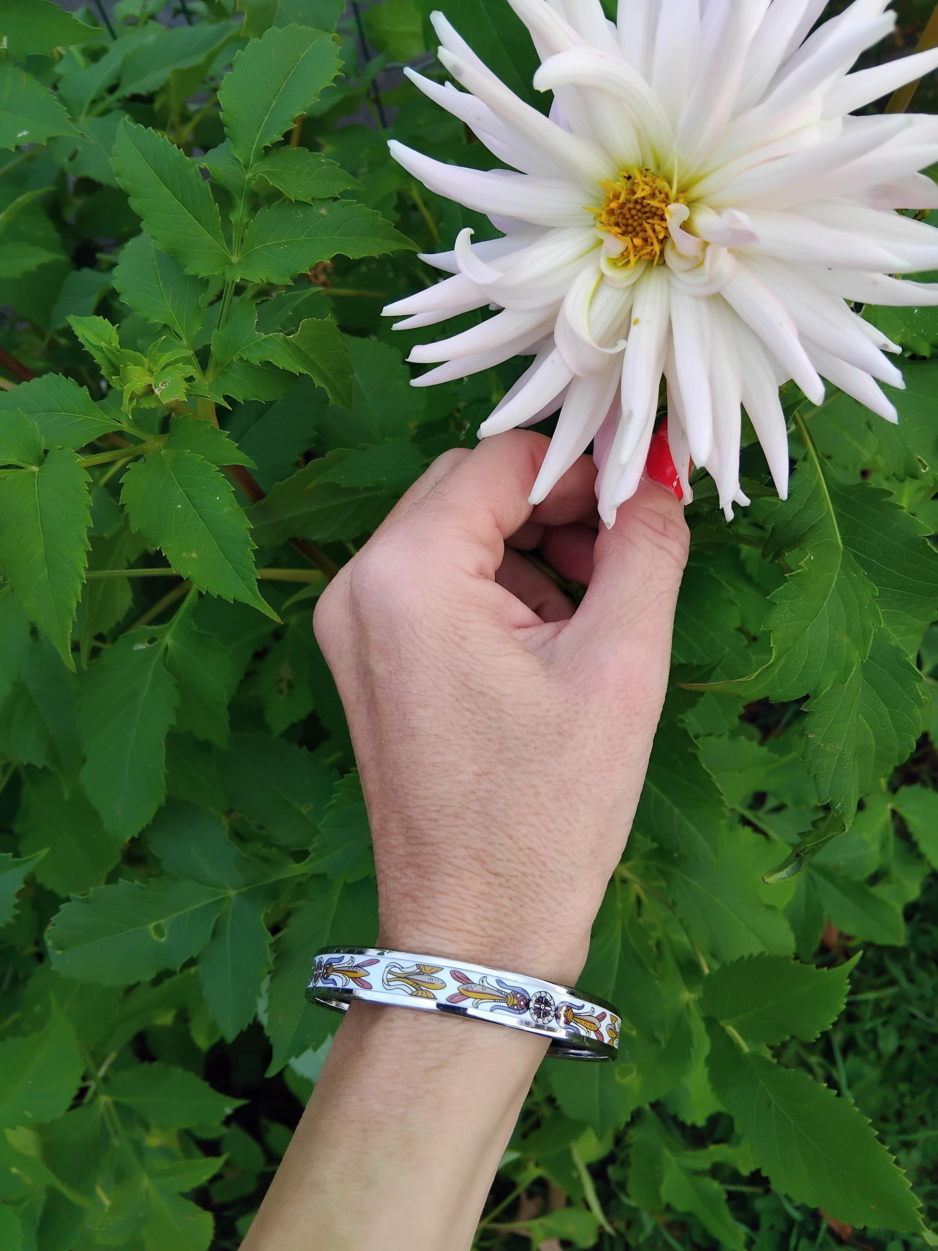 Bracelet Hermès en émail imprimé Attrape-rêves Esprit indien Taille 65 en vente 6