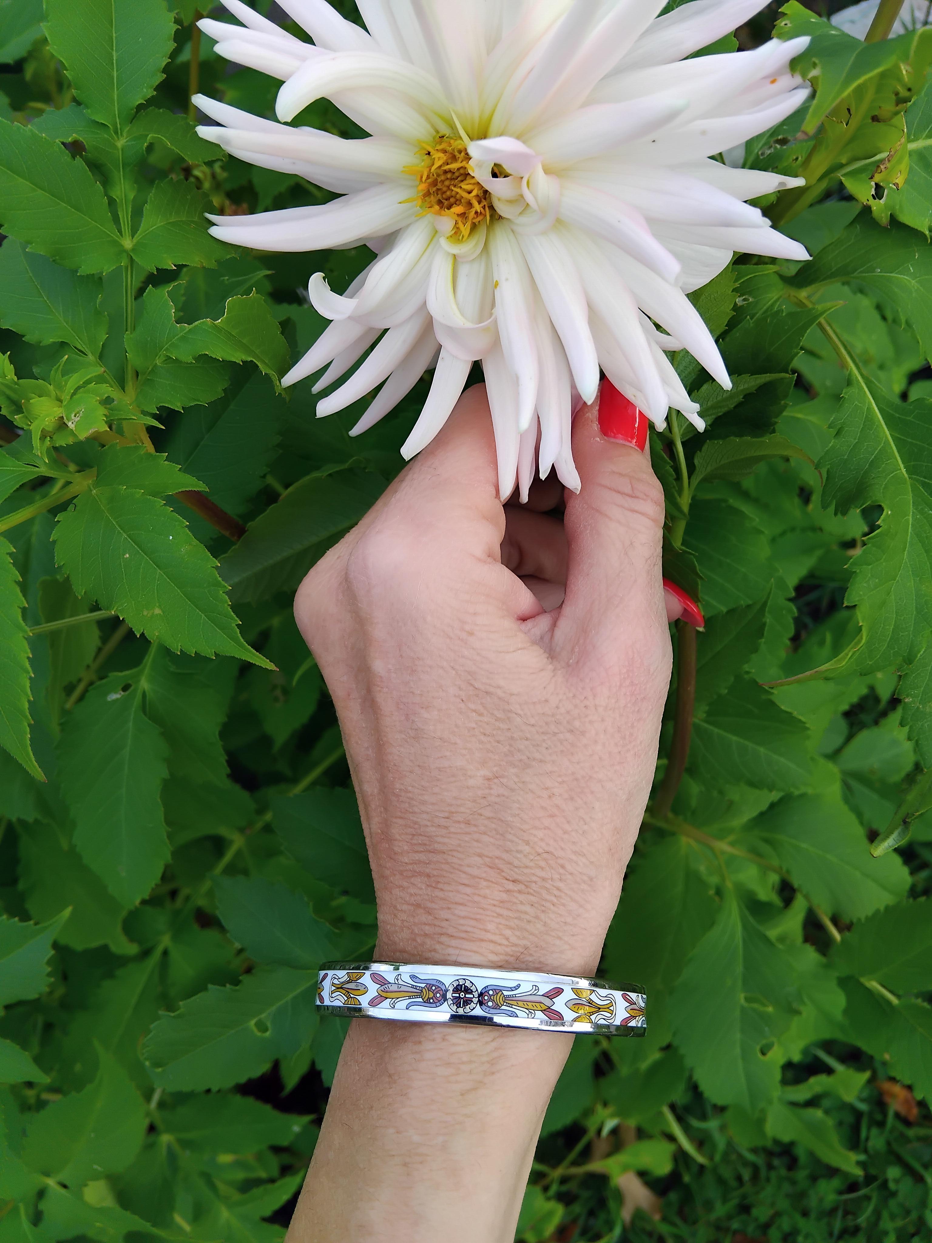 Bracelet Hermès en émail imprimé Attrape-rêves Esprit indien Taille 65 en vente 7