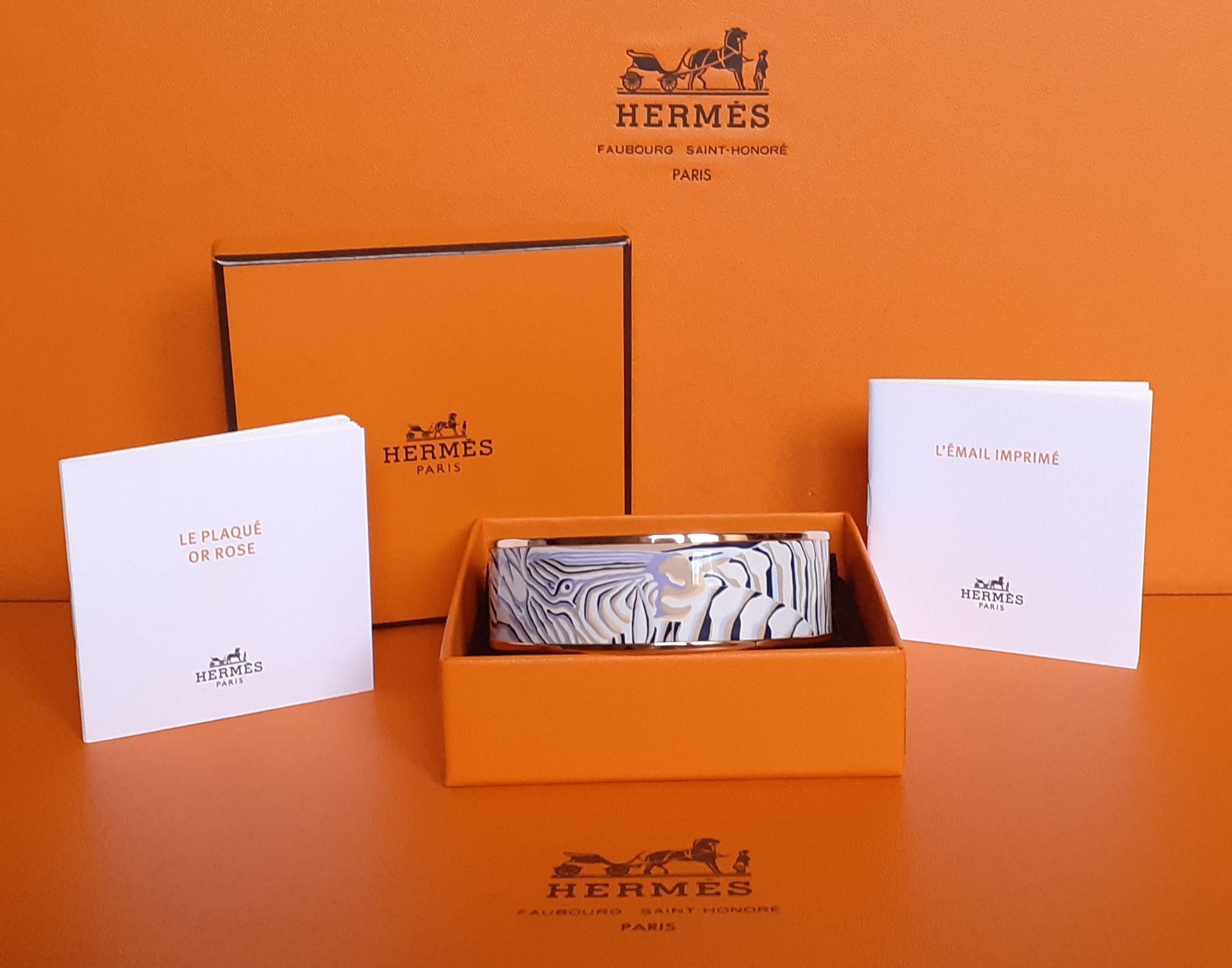 Hermès Emaille-Armband Droles de ZEBRES Lilas Rose Ghw Größe 70 GM im Angebot 7