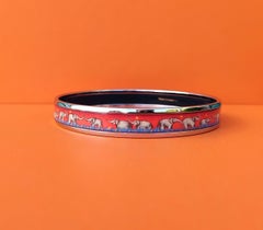 Hermès Enamel Bracelet Elephants Grazing Narrow Red New Phw Size GM 70