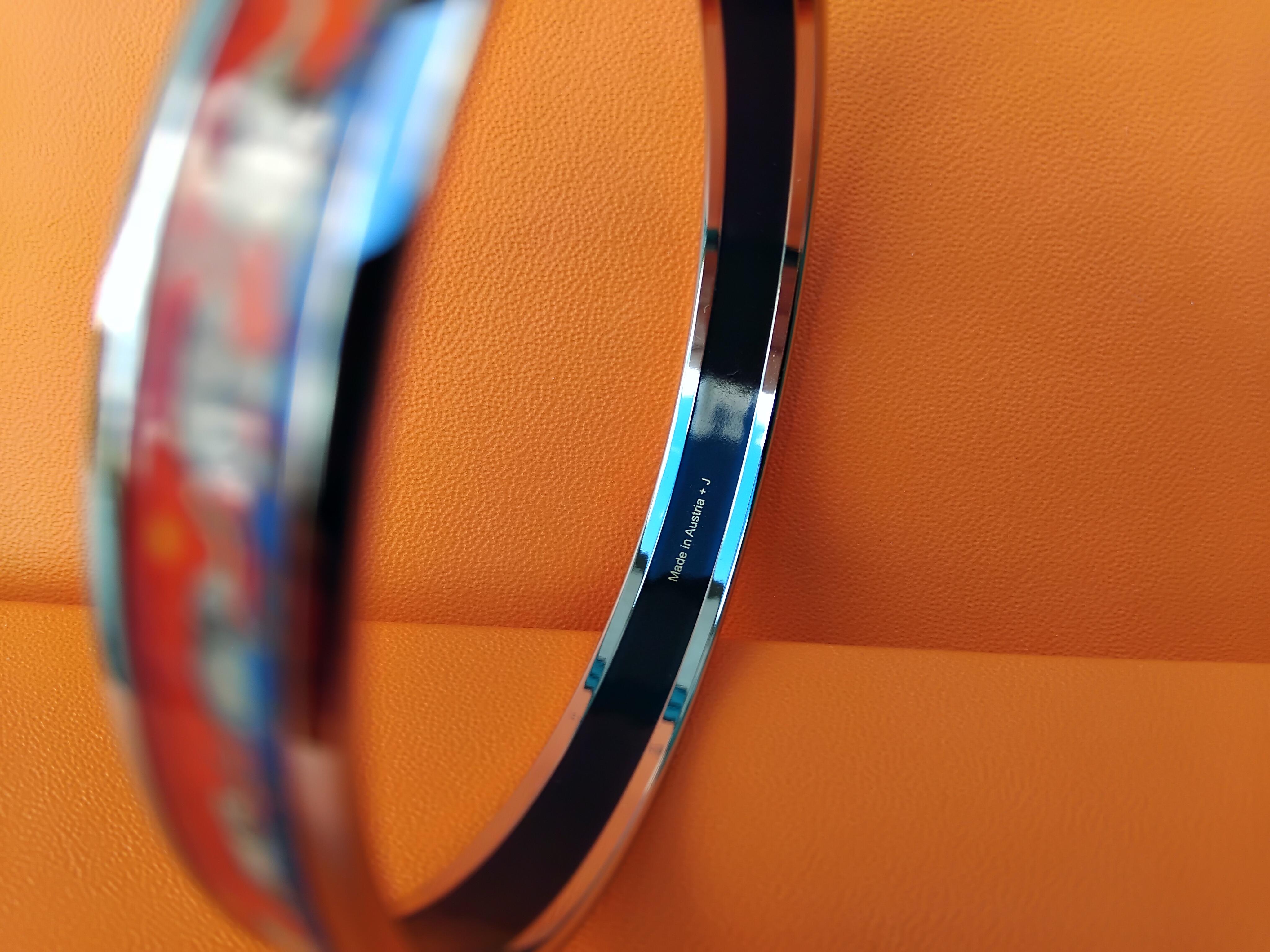 Hermès Enamel Bracelet Elephants Grazing Narrow Red New Phw Size GM 70 For Sale 4