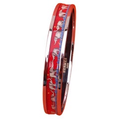 Hermès Enamel Bracelet Elephants Grazing Red Narrow NEW Palladium Hdw Size 65